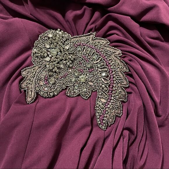 David Meister Off the Shoulder Purple Evening Gown Crystal Side Embellishment 8 - Picture 4 of 5